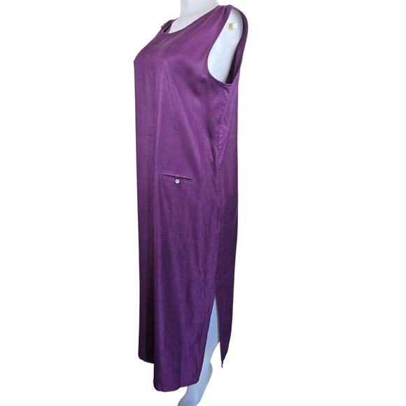 Valerie Stevens Pure Linen LagenLook Purple Women's Maxi Dress 16 - Picture 2 of 4